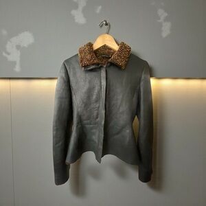 Giorgio Armani leather and fur jacket